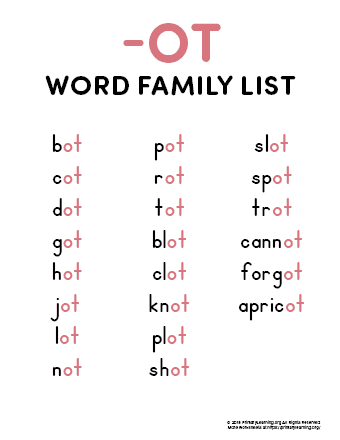 ot word family list