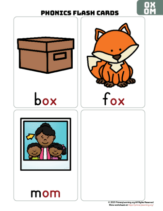 ox word family flash cards