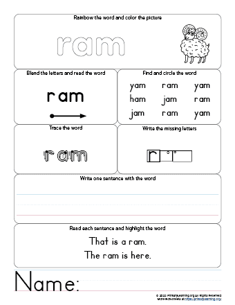 ram worksheet