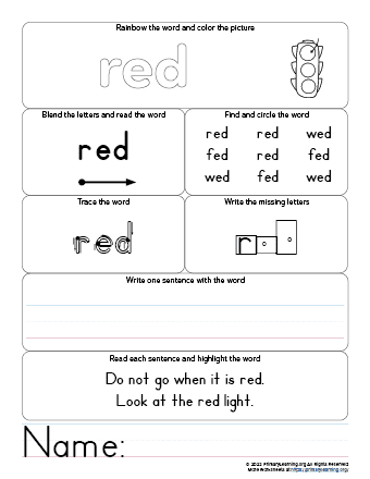 red worksheet