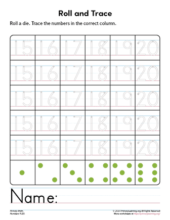 roll and trace number printable