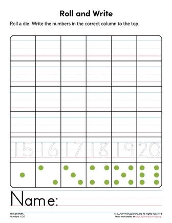 roll and write number printable