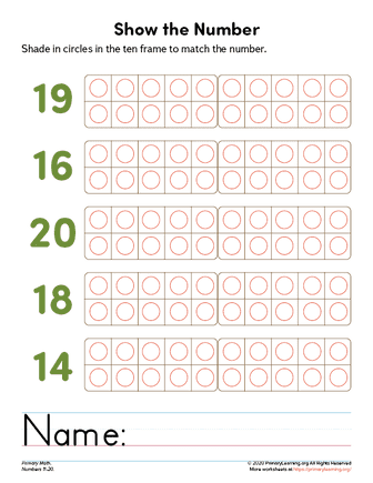 kindergarten ten frame worksheets