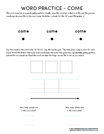 sight word come worksheet