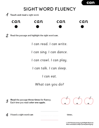 sight word can fluency