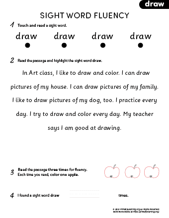 sight word draw fluency