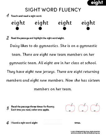 sight word eight fluency
