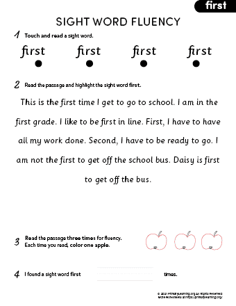 sight word first fluency