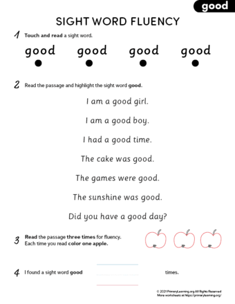 sight word good fluency