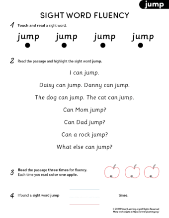 sight word jump fluency
