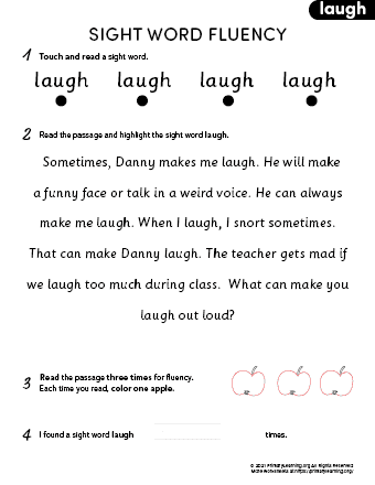 sight word laugh fluency