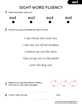 sight word out fluency