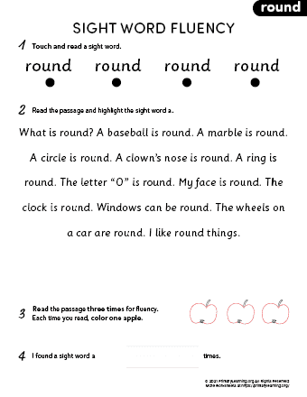 sight word round fluency