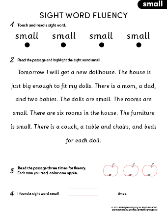 sight word small fluency