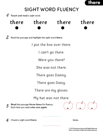 sight word there fluency