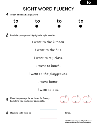 sight word to fluency