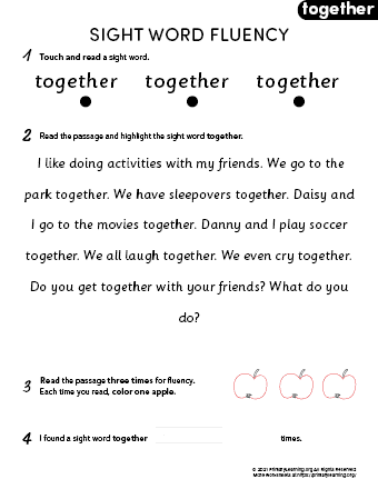 sight word together fluency