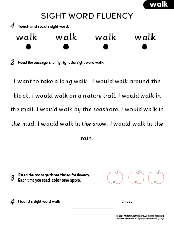 sight word walk fluency