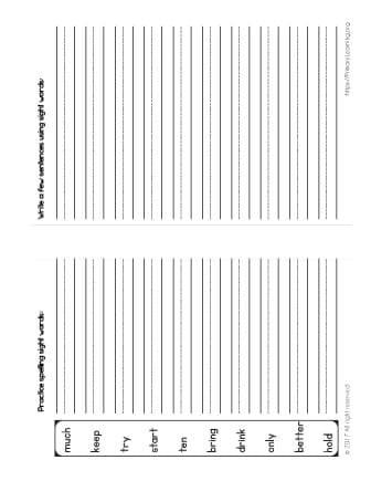 high frequency words printables