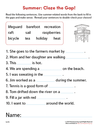 summer vocabulary words