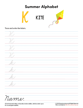 the letter k in cursive