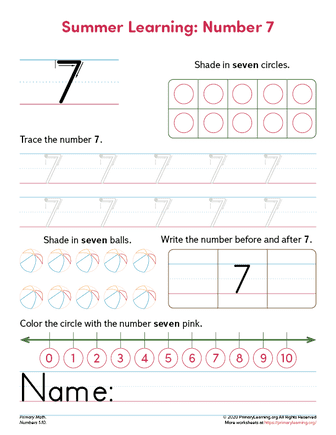 all about number 7 worksheet