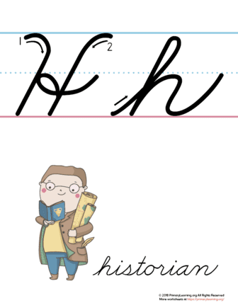 the letter h in cursive