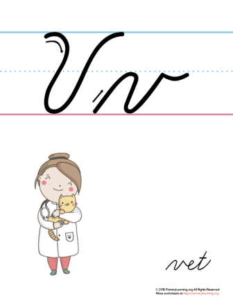 the letter v in cursive
