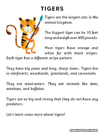tiger reading passage
