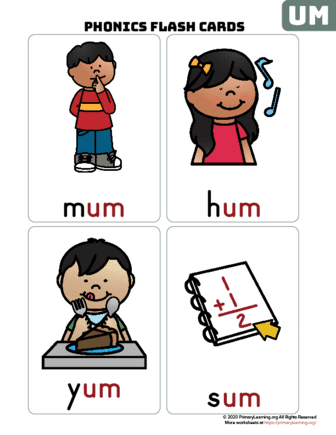 um word family flash cards