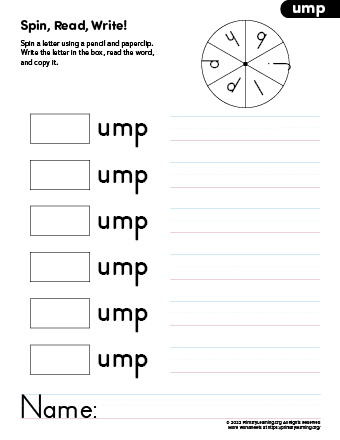 ump word family activity