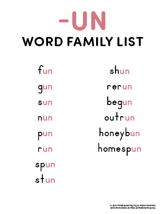 un word family list