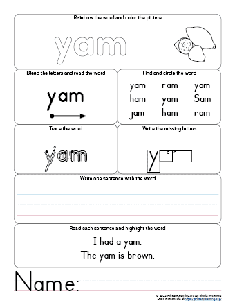 yam worksheet