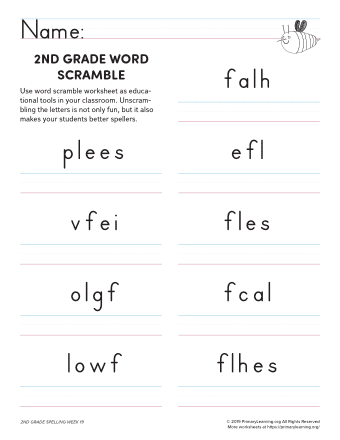 2nd grade spelling games unit 19