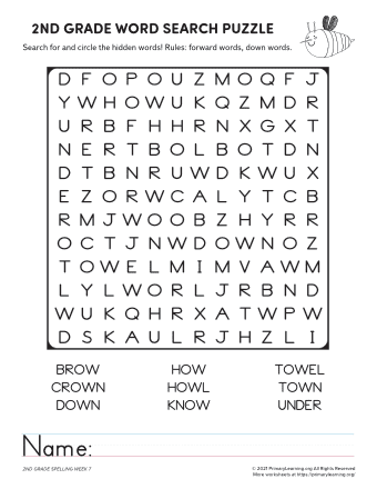 2nd grade word search unit 7