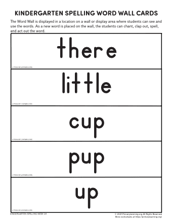 kindergarten spelling words unit 34