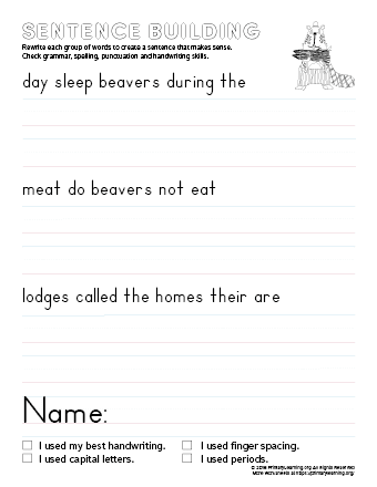sentence building beaver