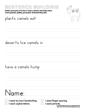 sentence building camel