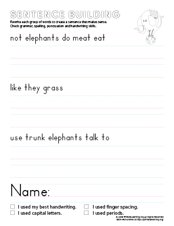 sentence building elephant