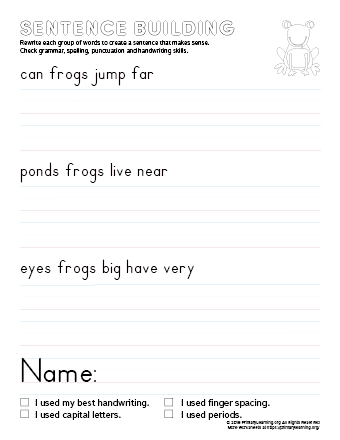 sentence building frog