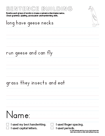 sentence building goose