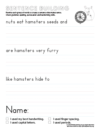 sentence building hamster