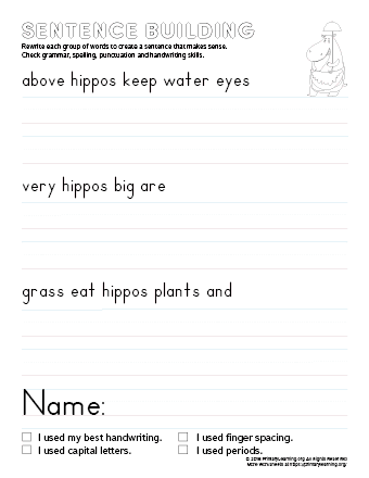 sentence building hippo