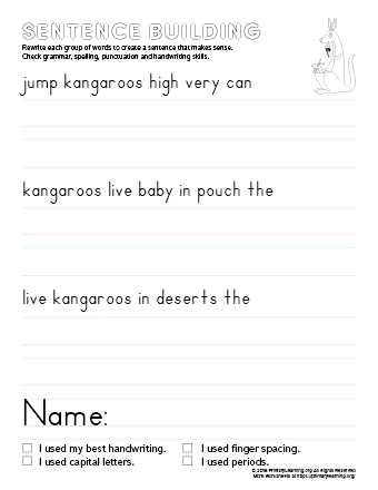 sentence building kangaroo