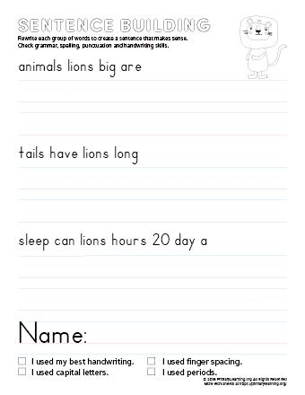 sentence building lion