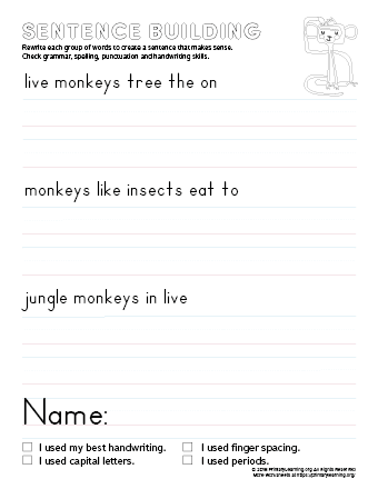 sentence building monkey