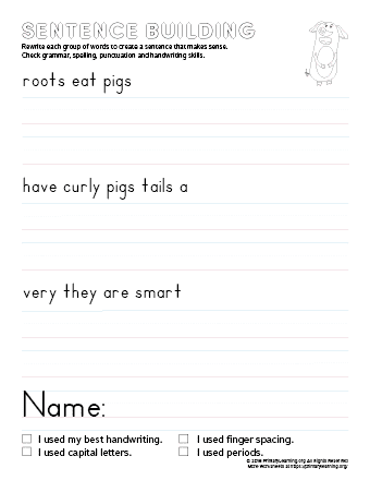 sentence building pig