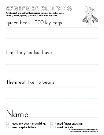 sentence building queen bee