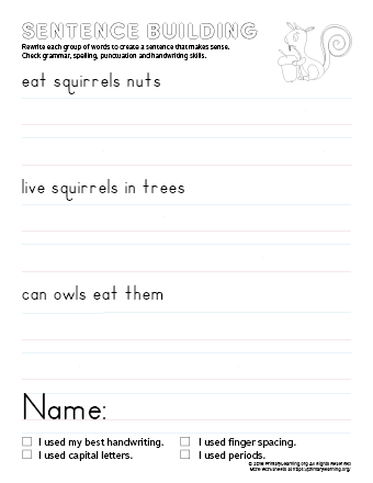 sentence building squirrel