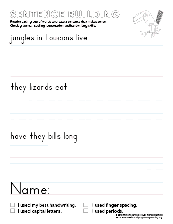 sentence building toucan